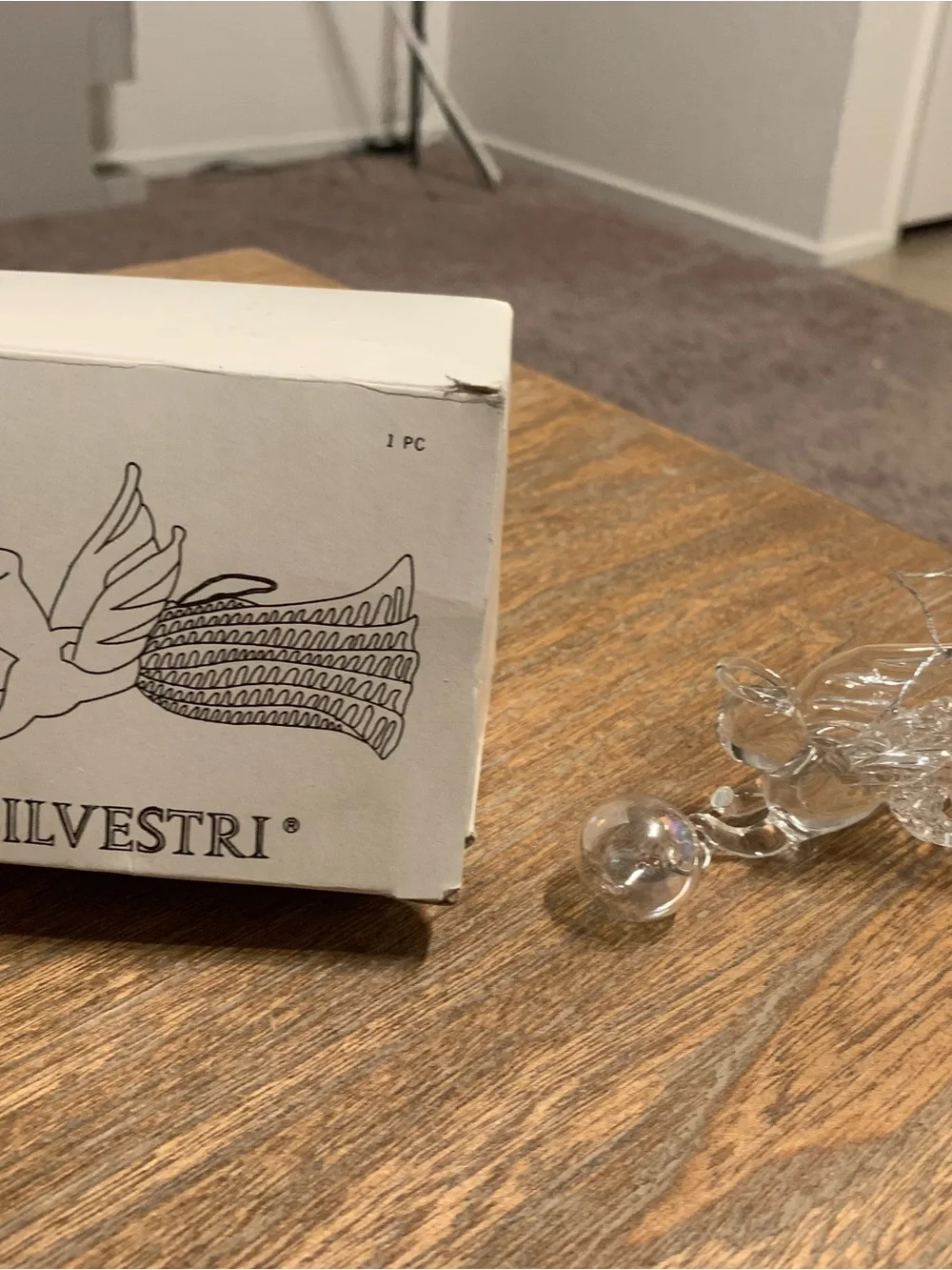 New Vintage Silverstri Spun Glass Clear Glass Angel Christmas Ornament